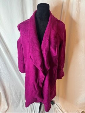 Tahari Draped Open-Front Trench Coatigan - Magenta
